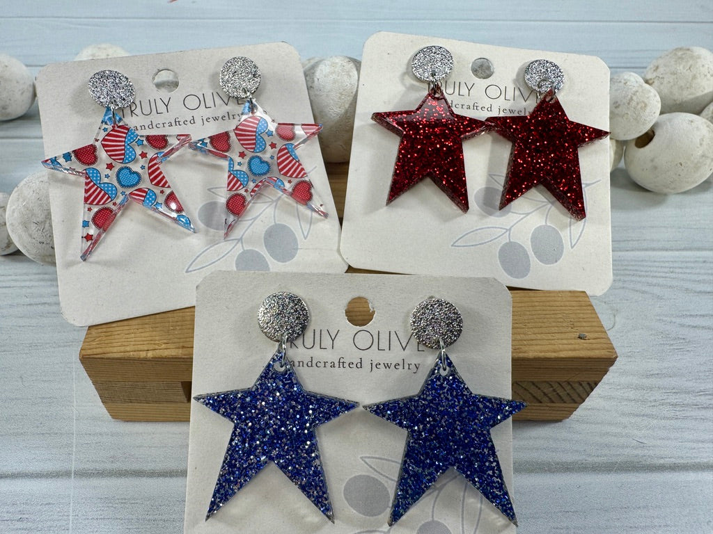 Star Spangled Patriotic Star Post Back Earrings