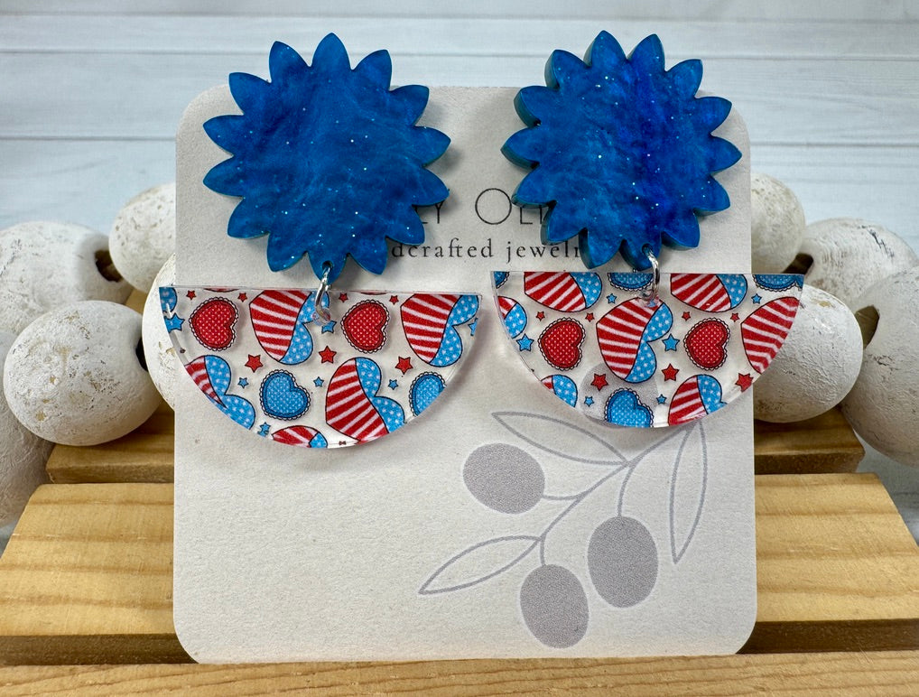 Patriotic Hearts Red White and Blue
