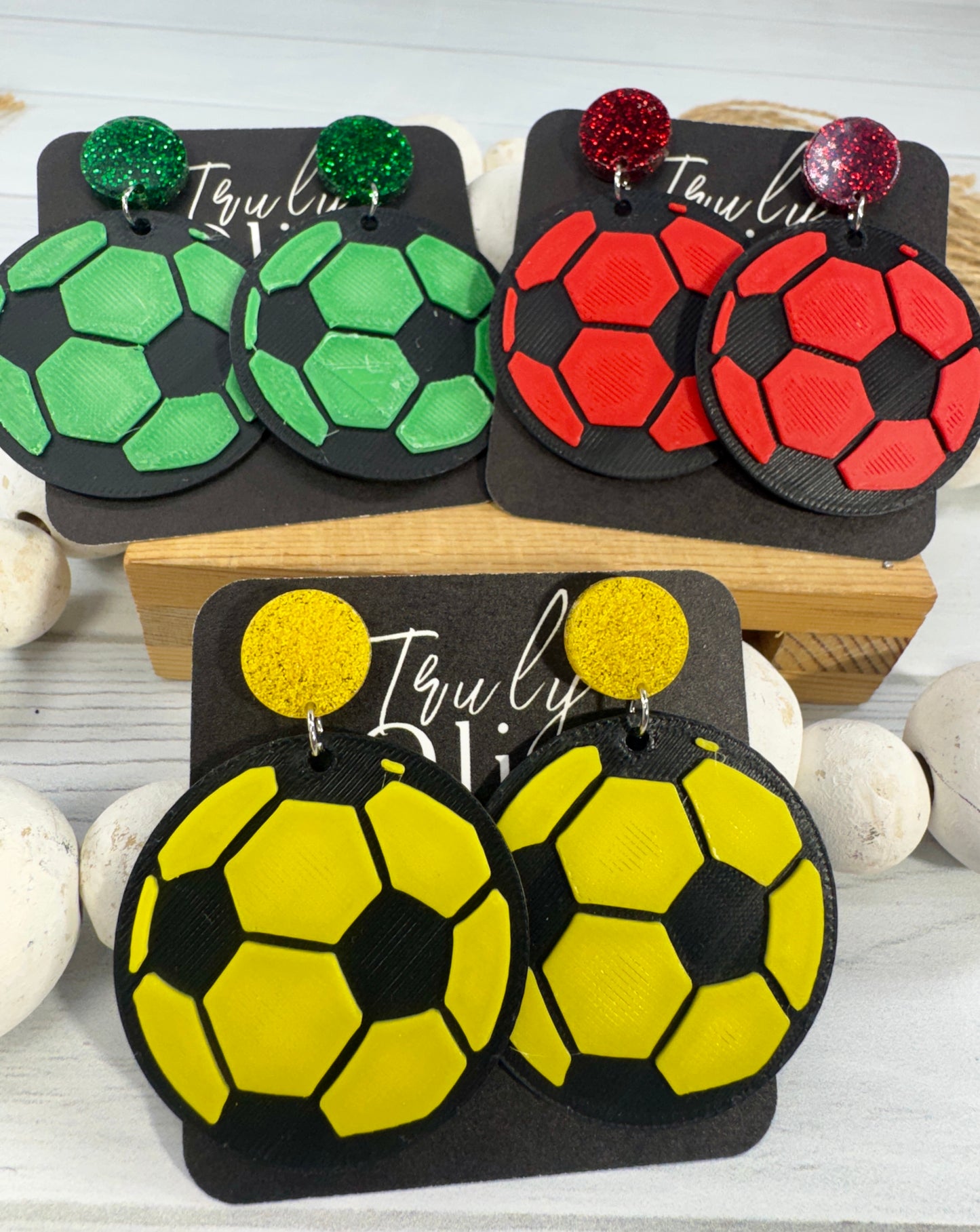 Customizable Soccer Ball Earrings Team Colors
