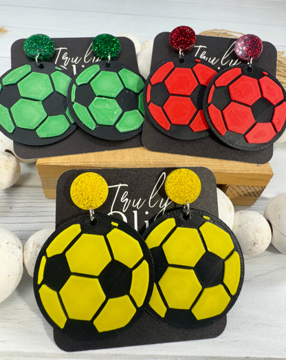 Customizable Soccer Ball Earrings Team Colors