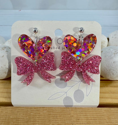 Heart Bows Dangle Earrings