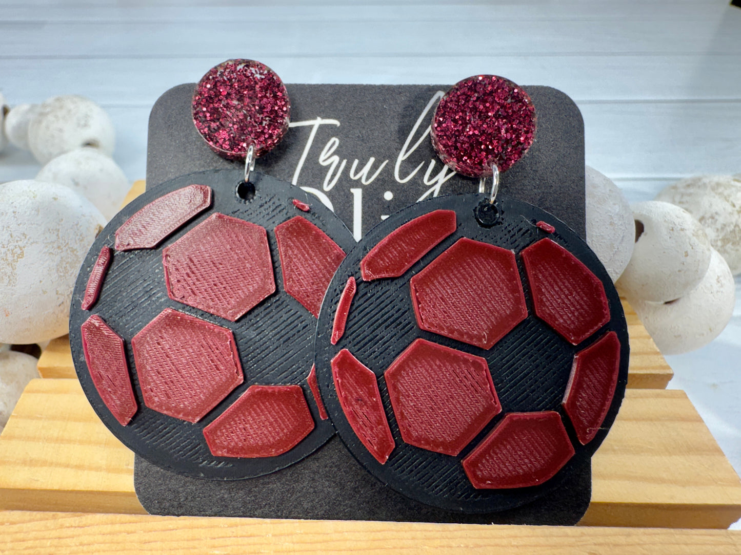 Customizable Soccer Ball Earrings Team Colors