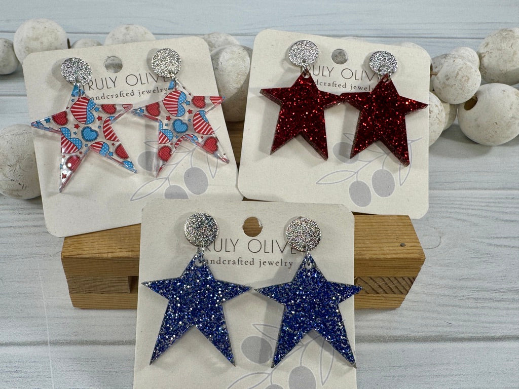 Star Spangled Patriotic Star Post Back Earrings