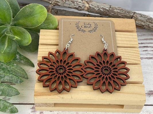 Truly Olive Bohemian Wood Earrings - Earrings Dangle Earrings