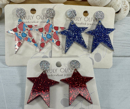 Star Spangled Patriotic Star Post Back Earrings