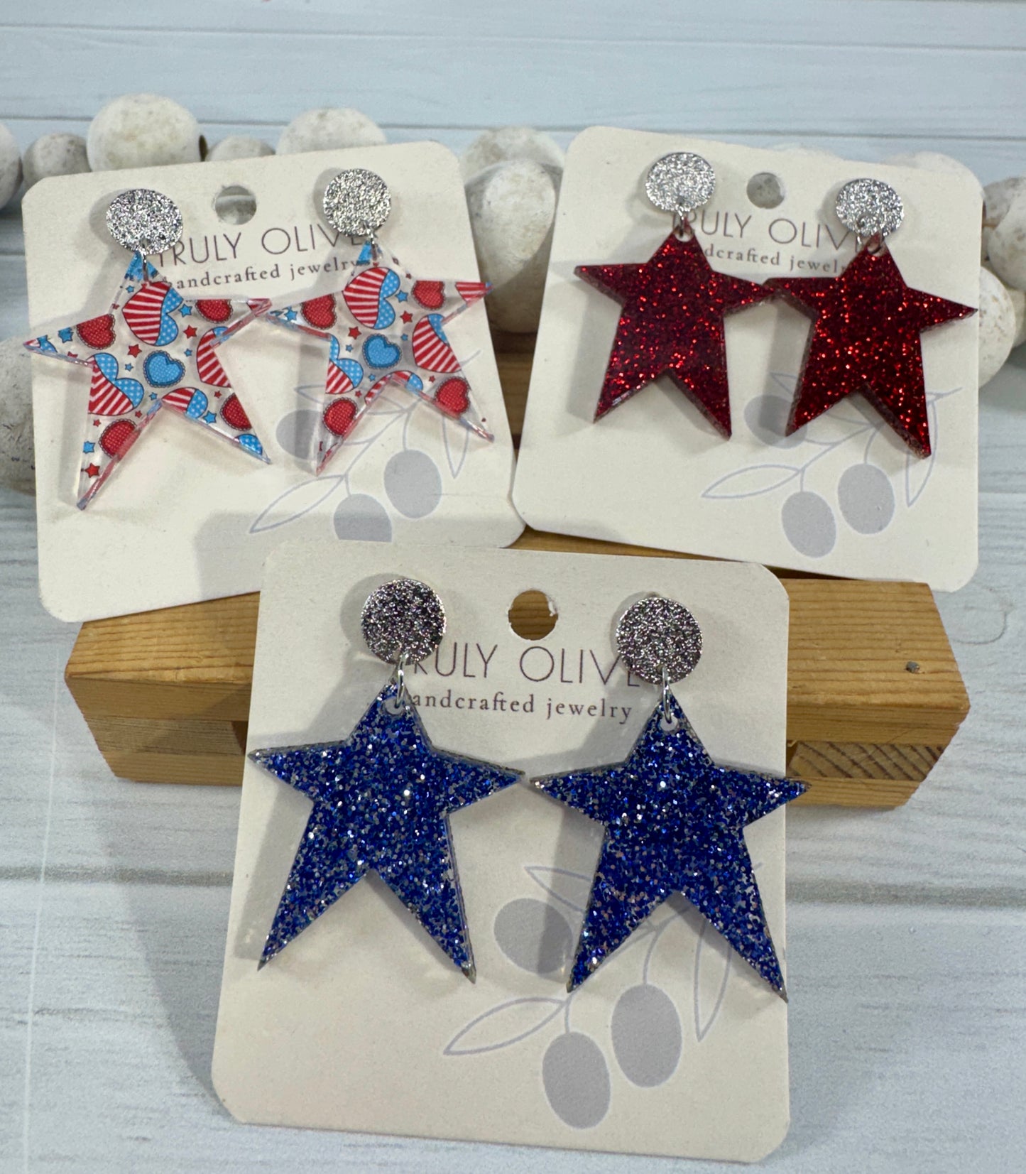 Star Spangled Patriotic Star Post Back Earrings