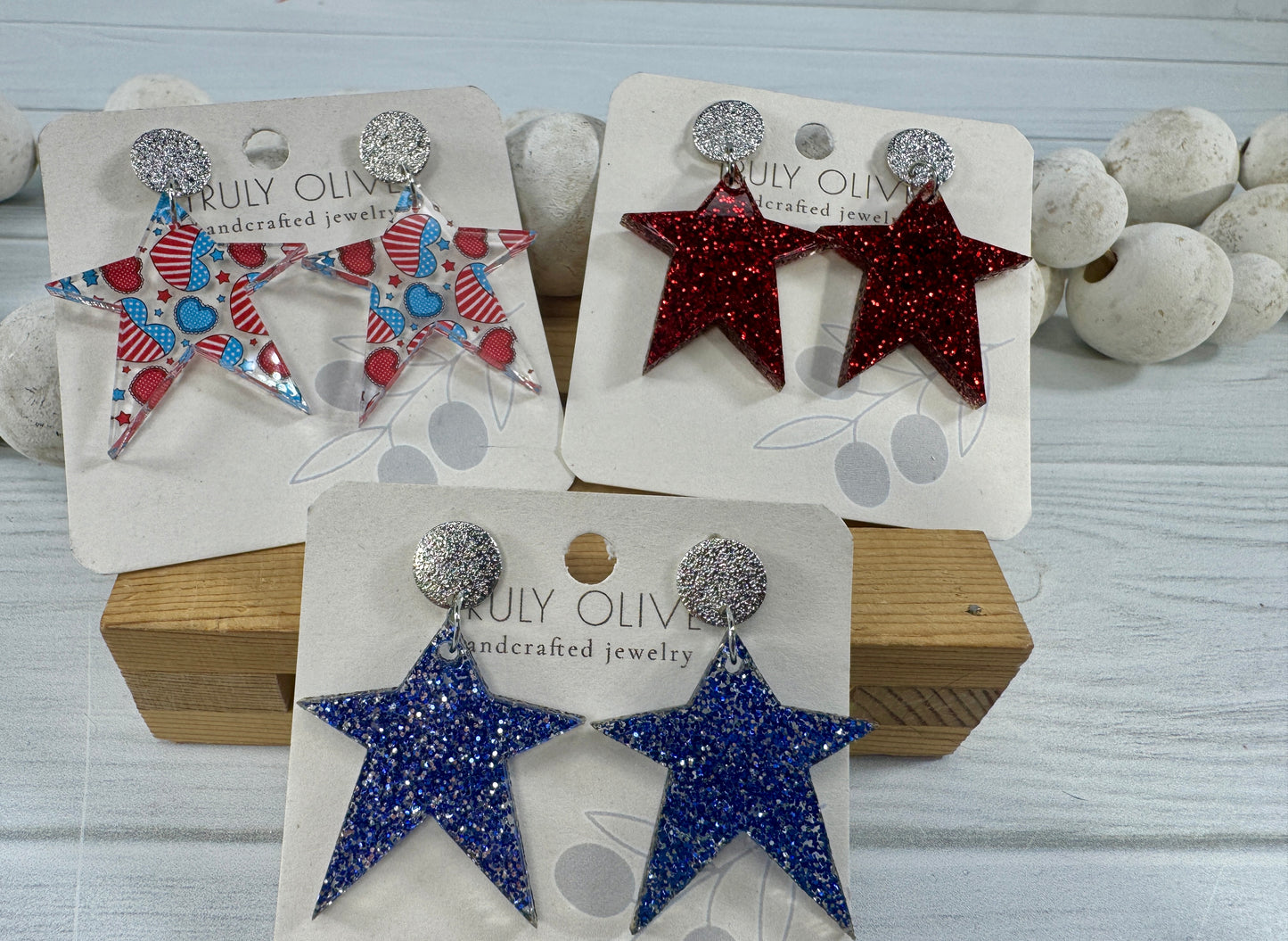 Star Spangled Patriotic Star Post Back Earrings