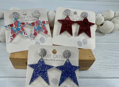 Star Spangled Patriotic Star Post Back Earrings