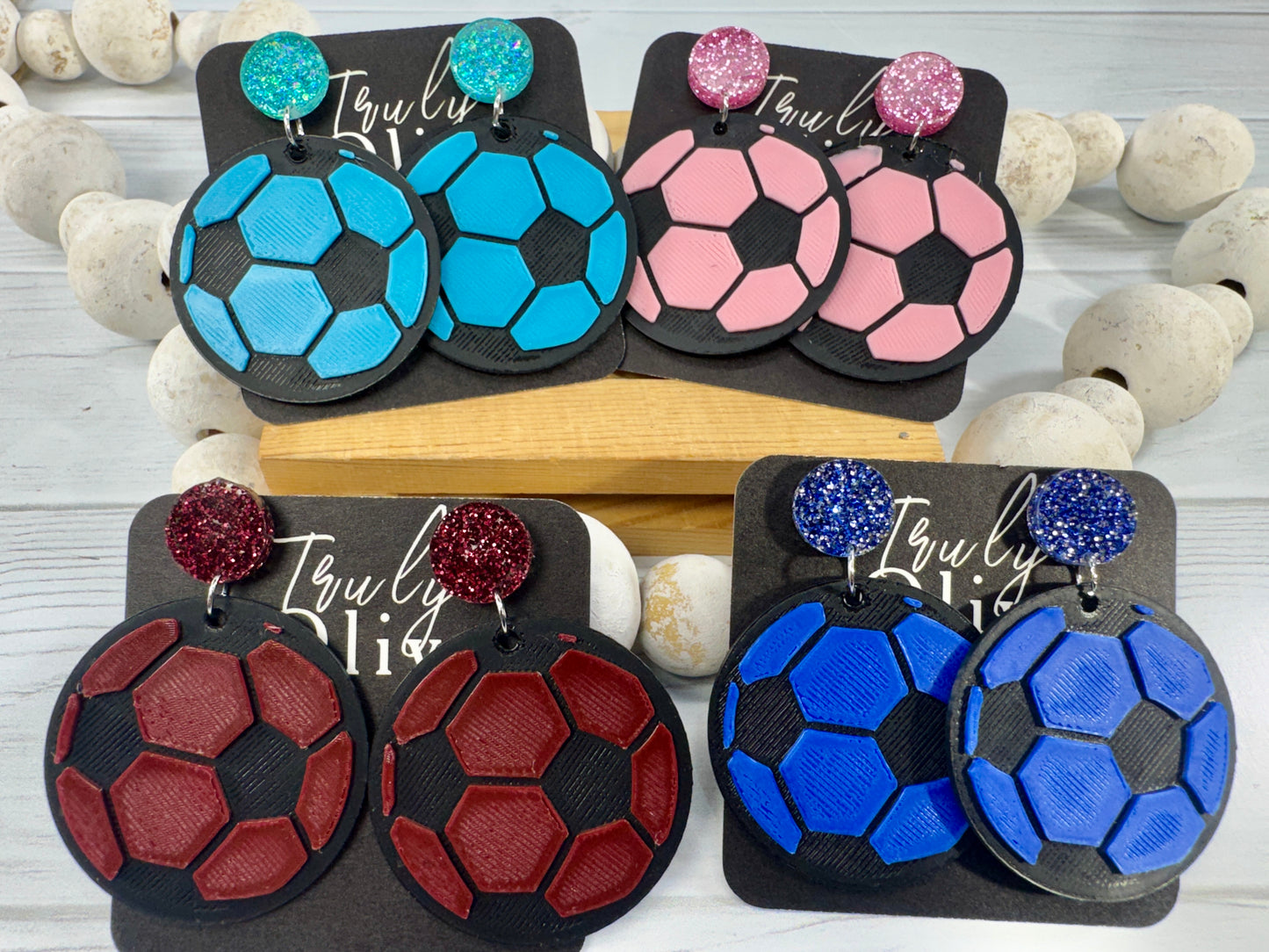Customizable Soccer Ball Earrings Team Colors