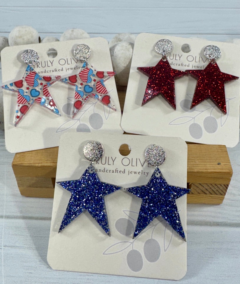 Star Spangled Patriotic Star Post Back Earrings