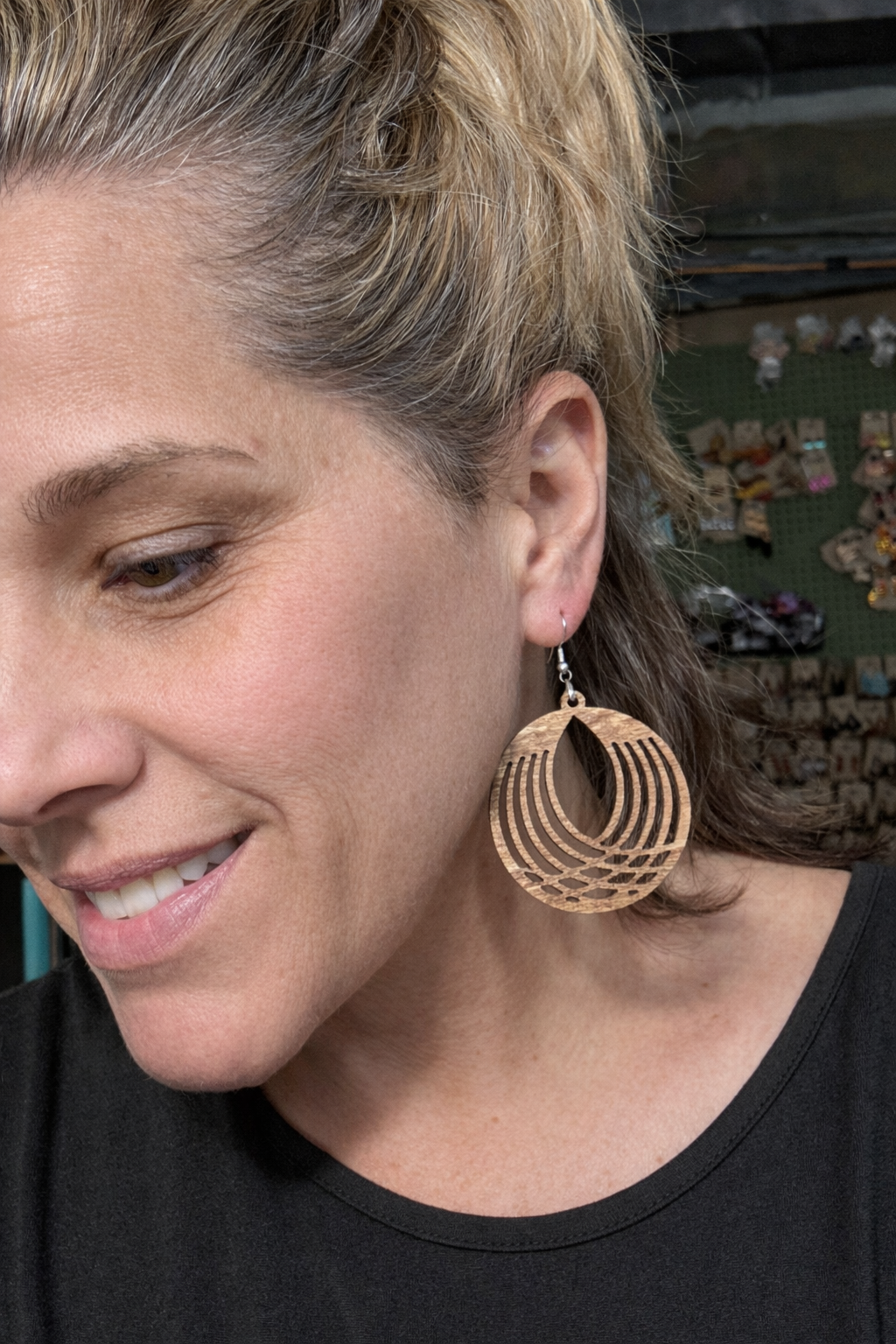 Circle Wooden Lightweight Earrings