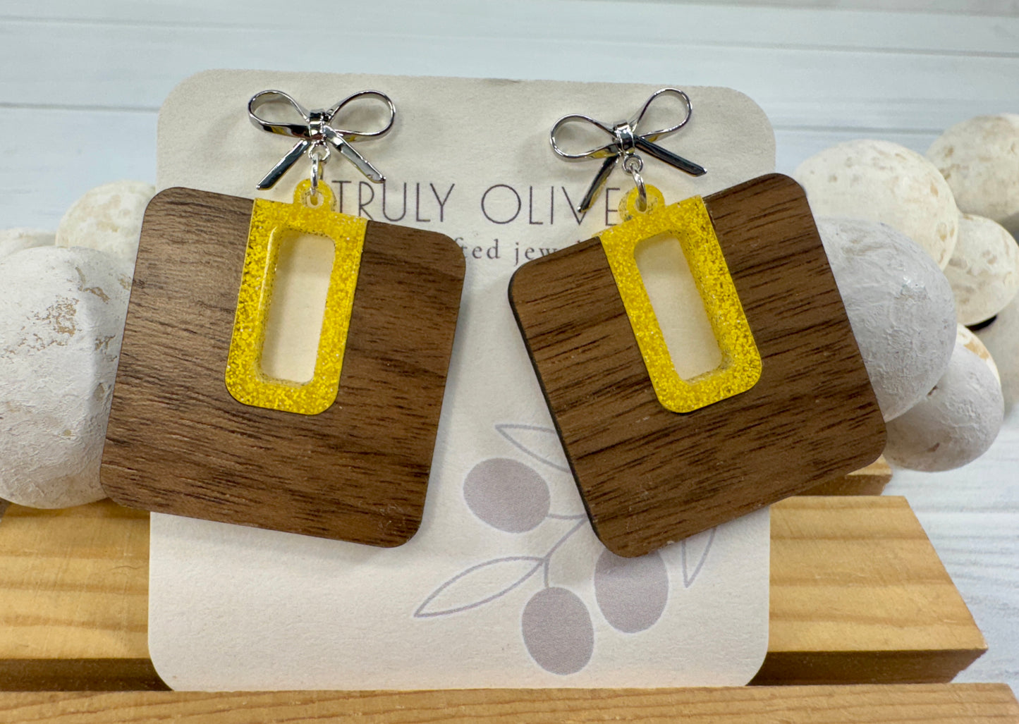 Yellow Bumble Bee Dangle Drop Earrings