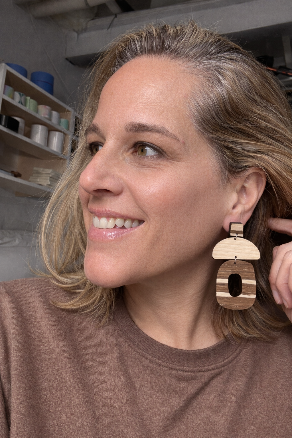 Cafe Mocha Chai Wooden Earrings