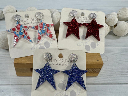 Star Spangled Patriotic Star Post Back Earrings