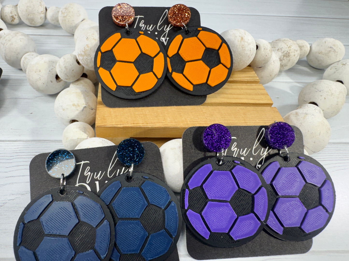 Customizable Soccer Ball Earrings Team Colors