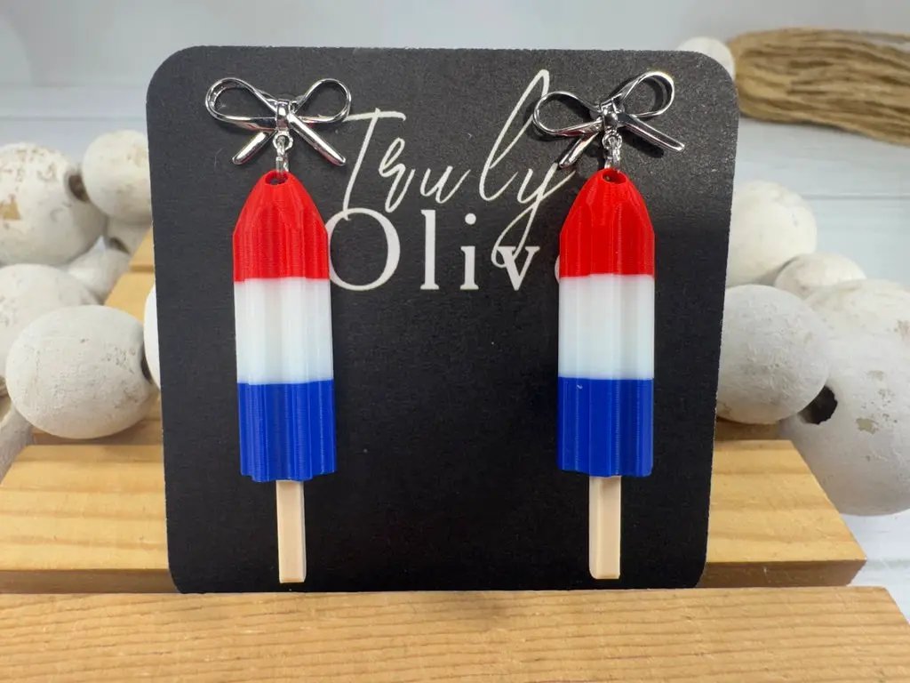 Truly Olive Patriotic Red, White & Blue Popsicle Earrings – Summer Statement Jewelry - Earrings Dangle Earrings
