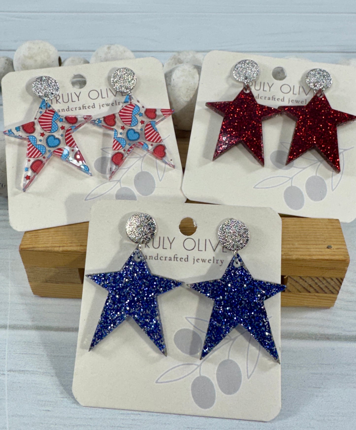 Star Spangled Patriotic Star Post Back Earrings