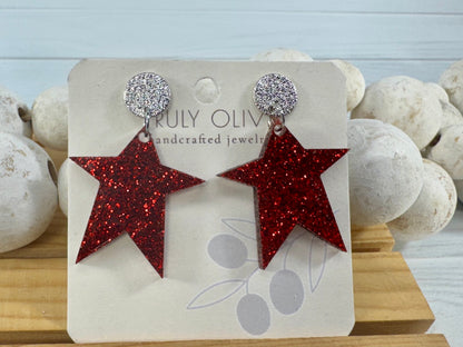Star Spangled Patriotic Star Post Back Earrings