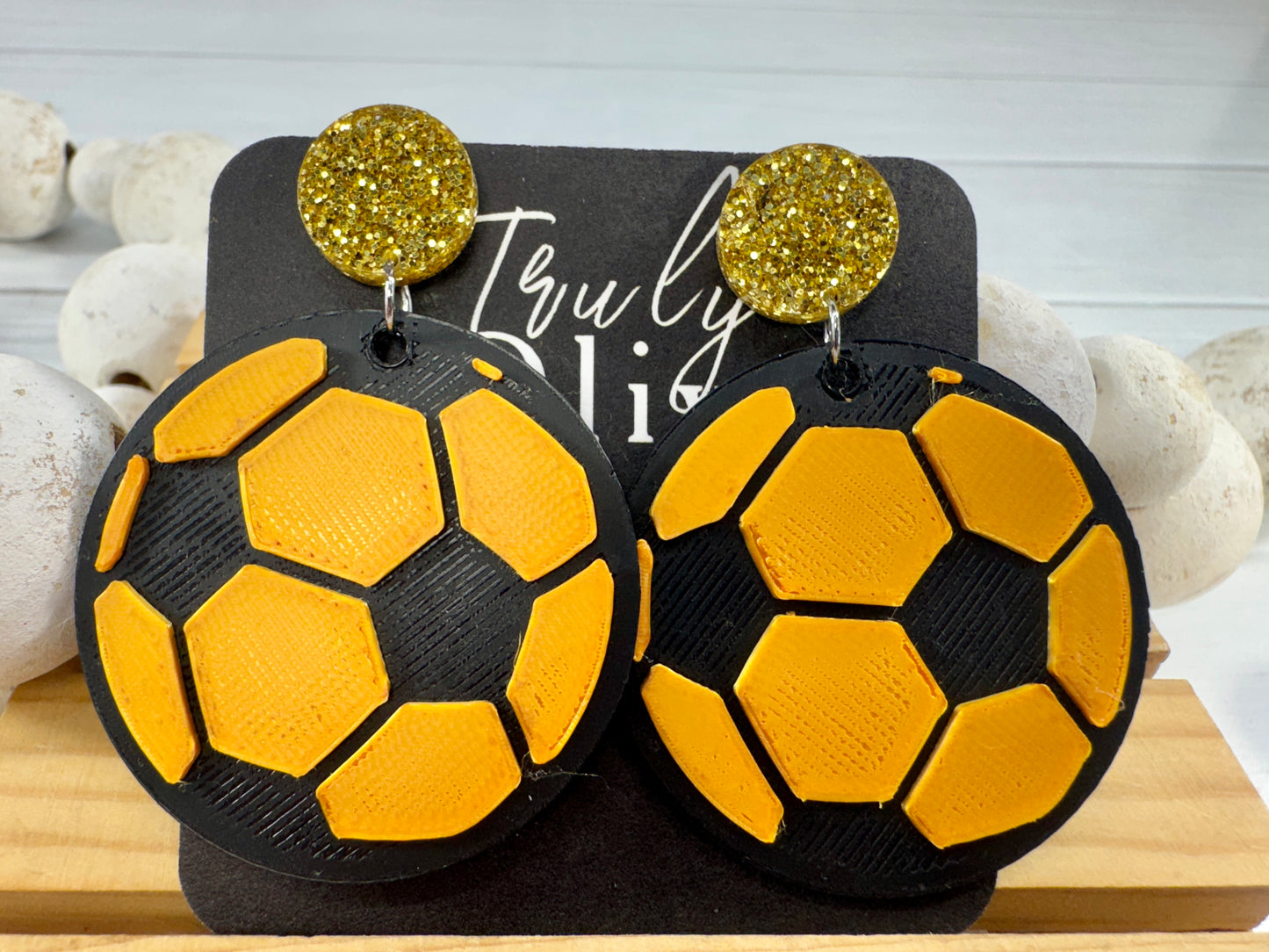 Customizable Soccer Ball Earrings Team Colors