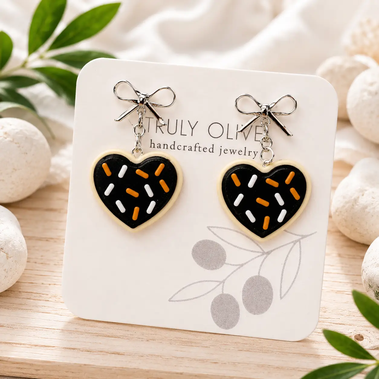 Truly Olive Patriotic Heart Sugar Cookie Earrings – Red, White & Blue Cookie Earrings – Fourth of July Jewelry – Americana Dangle Earrings - Earrings Stud/Post Earrings