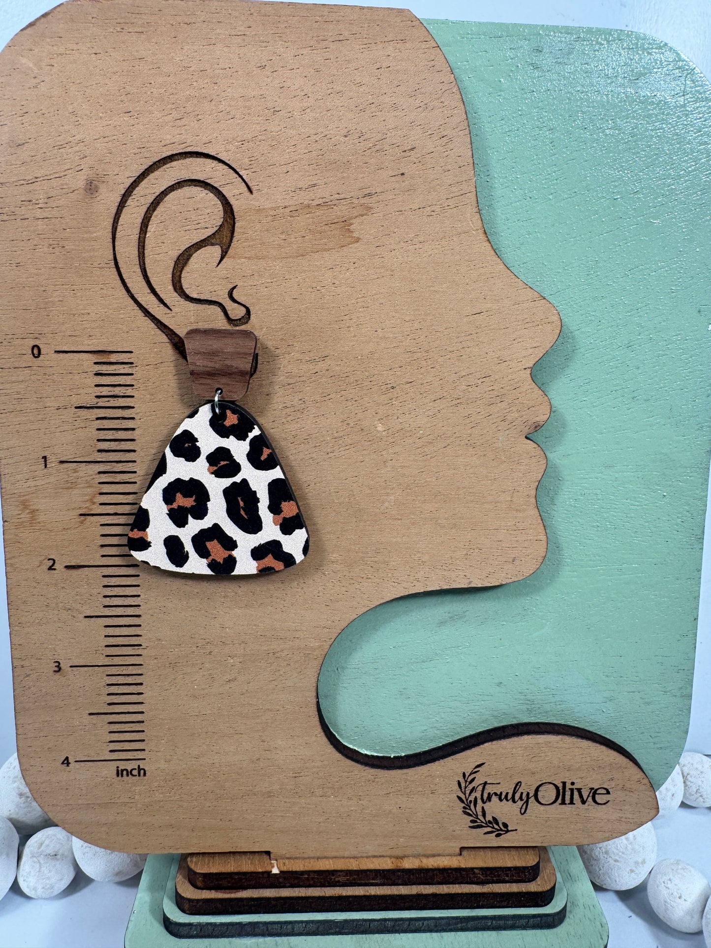 Exotic Leopard Print Reclaimed Wood Earrings