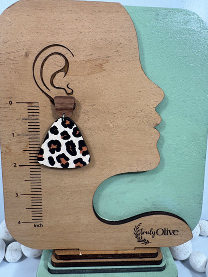 Exotic Leopard Print Reclaimed Wood Earrings