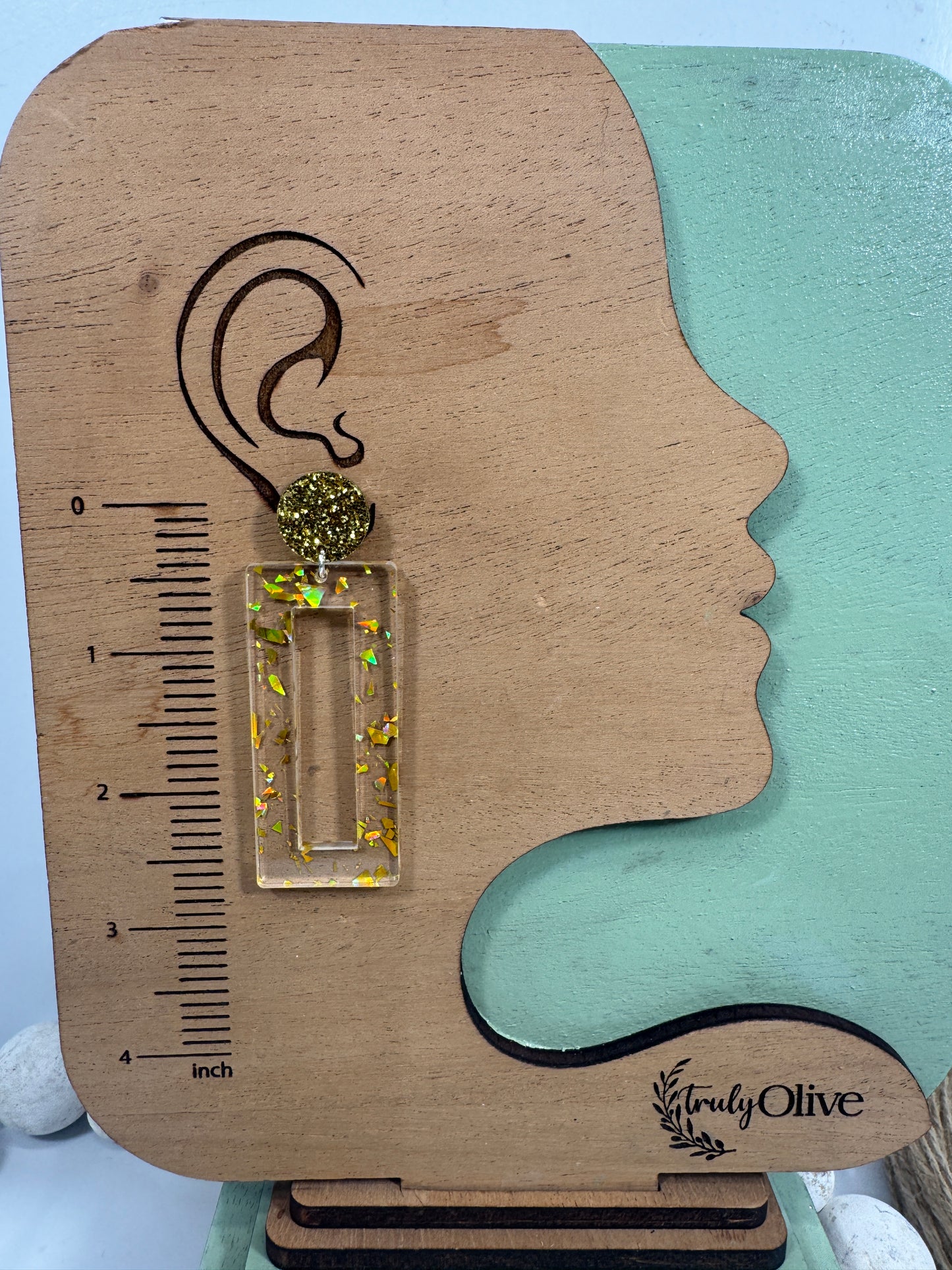 Mirrored Gold Acrylic Glitter Earrings
