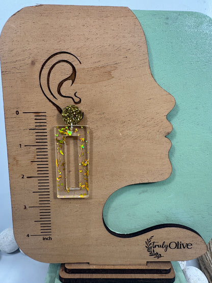 Mirrored Gold Acrylic Glitter Earrings