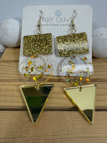 Gold Glitter Holiday Earrings
