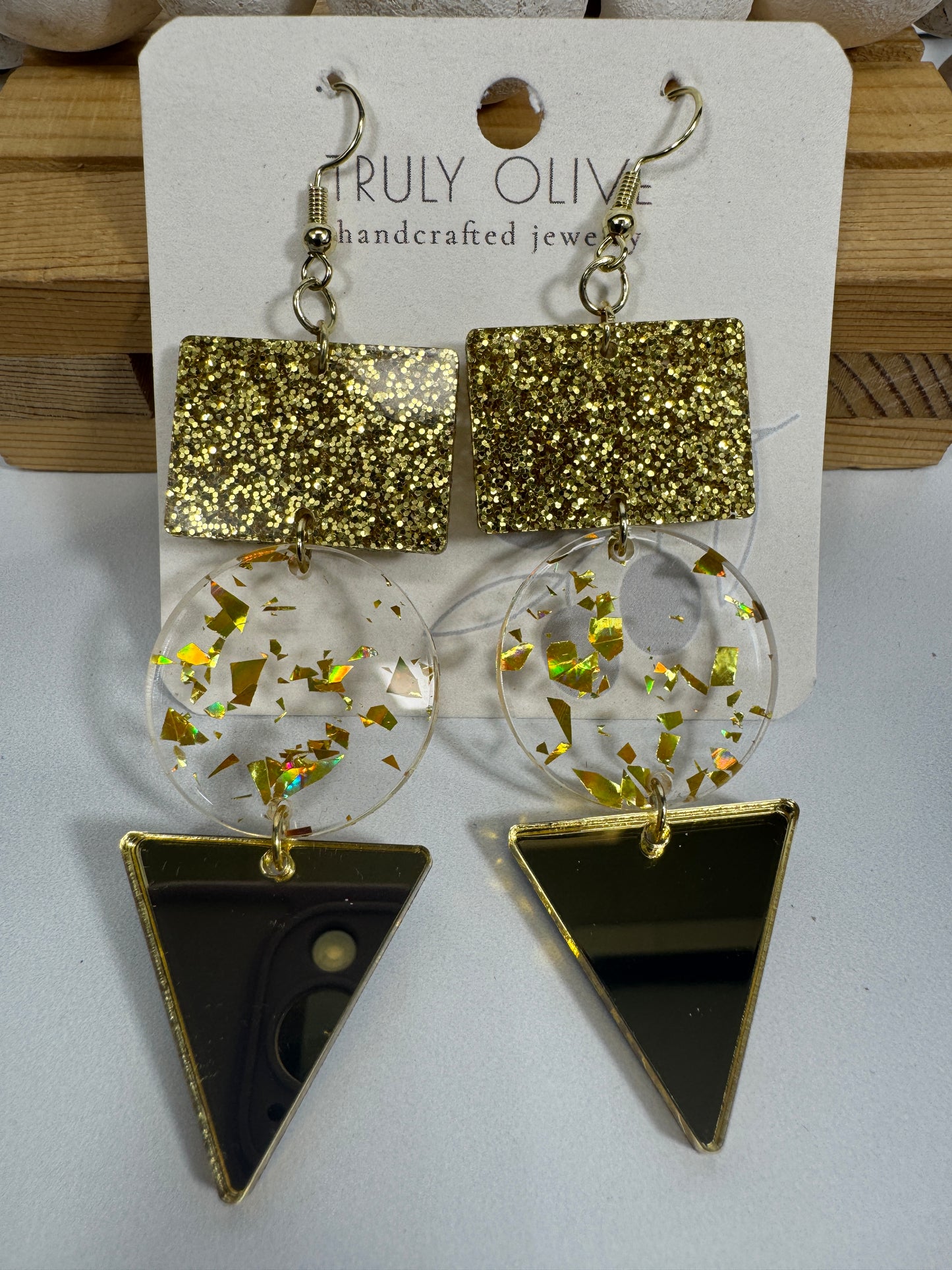 Gold Glitter Holiday Earrings