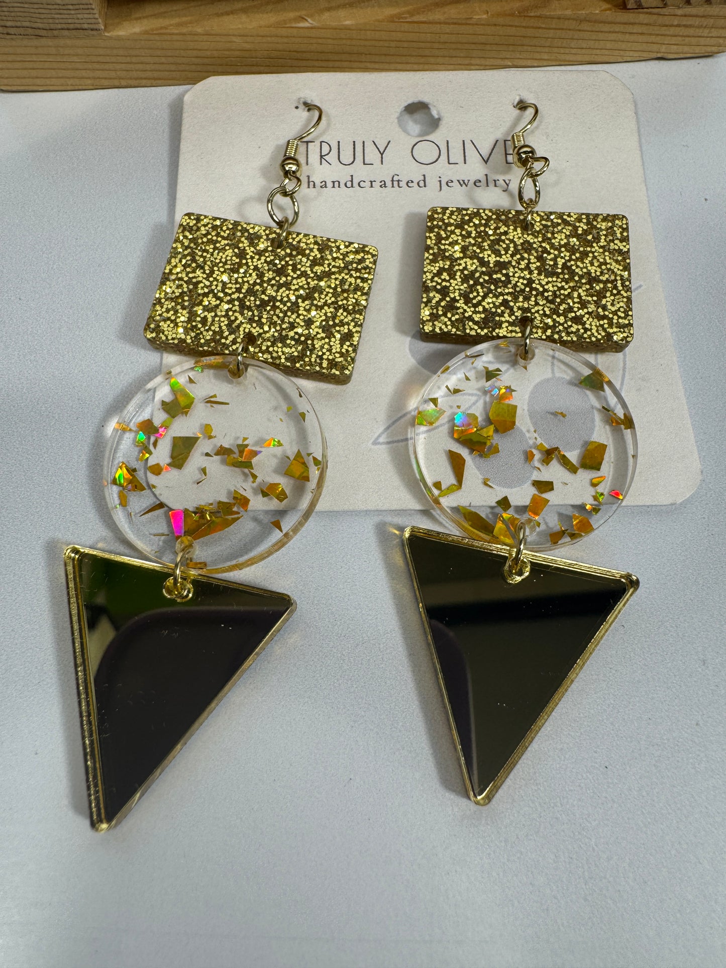 Gold Glitter Holiday Earrings