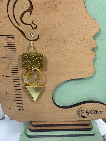 Gold Glitter Holiday Earrings