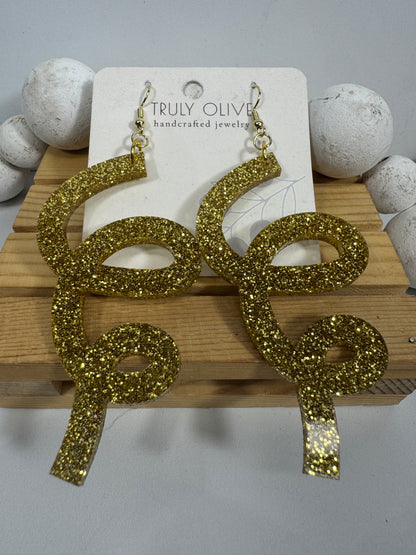 Gold Glitter Christmas Earrings – Festive Holiday Dangle Earrings 2025