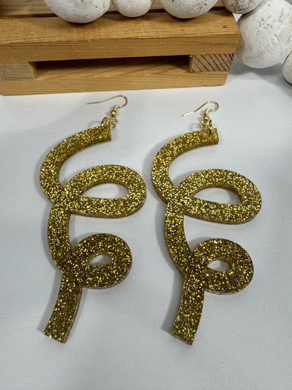 Gold Glitter Christmas Earrings – Festive Holiday Dangle Earrings 2025