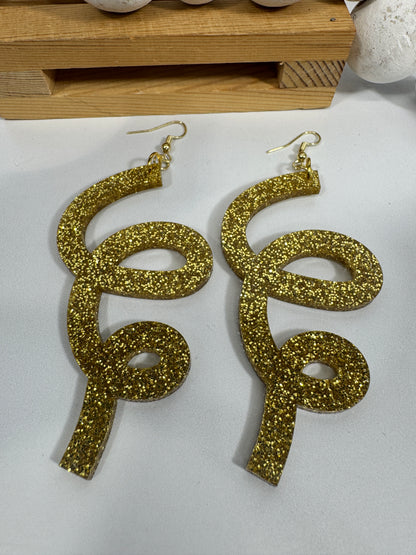 Gold Glitter Christmas Earrings – Festive Holiday Dangle Earrings 2025