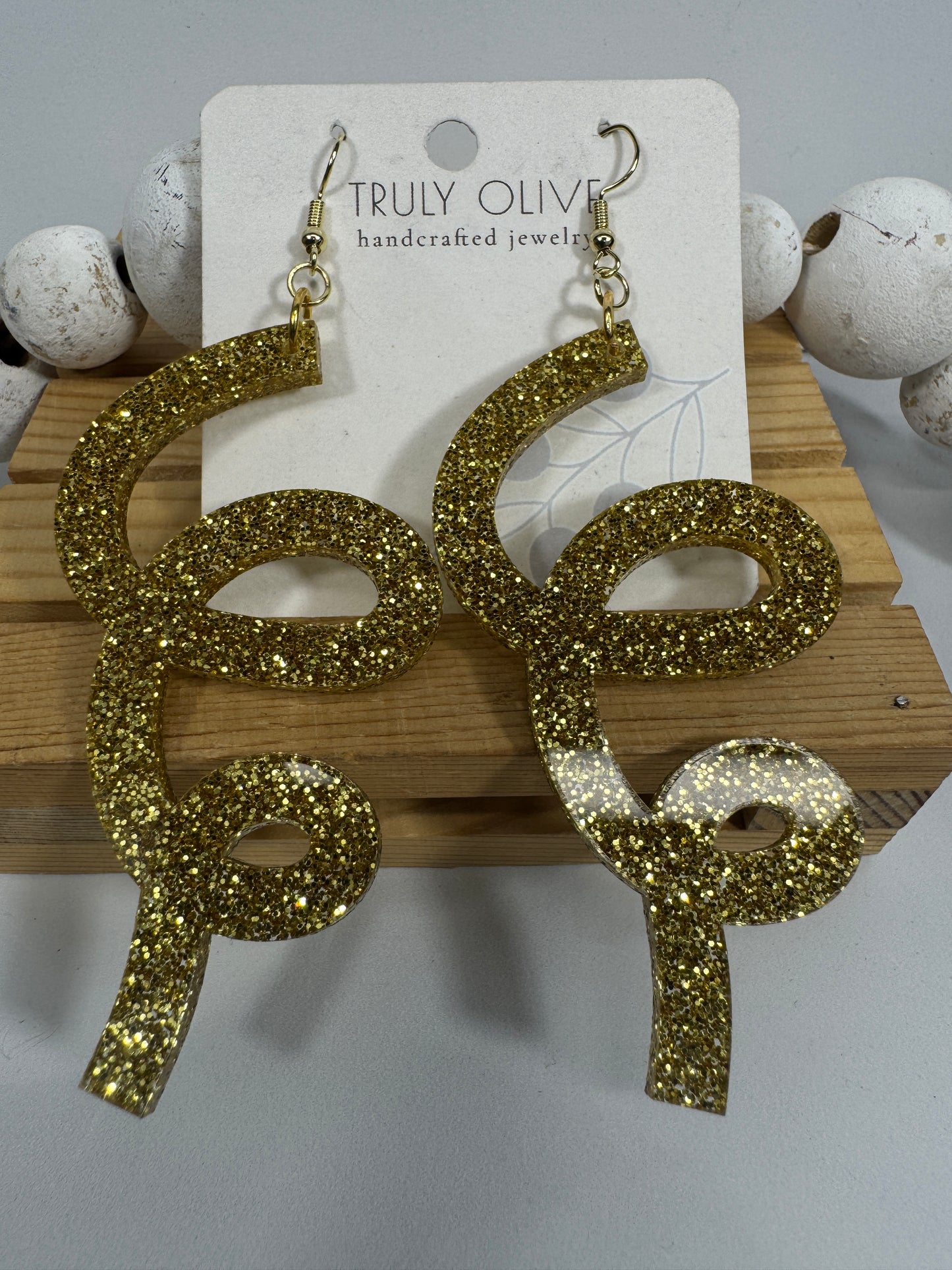 Gold Glitter Christmas Earrings – Festive Holiday Dangle Earrings 2025