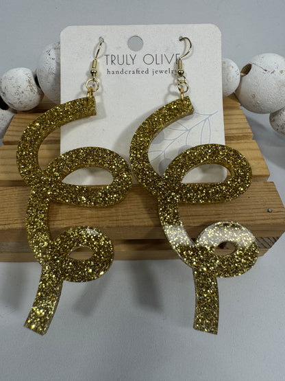 Gold Glitter Christmas Earrings – Festive Holiday Dangle Earrings 2025