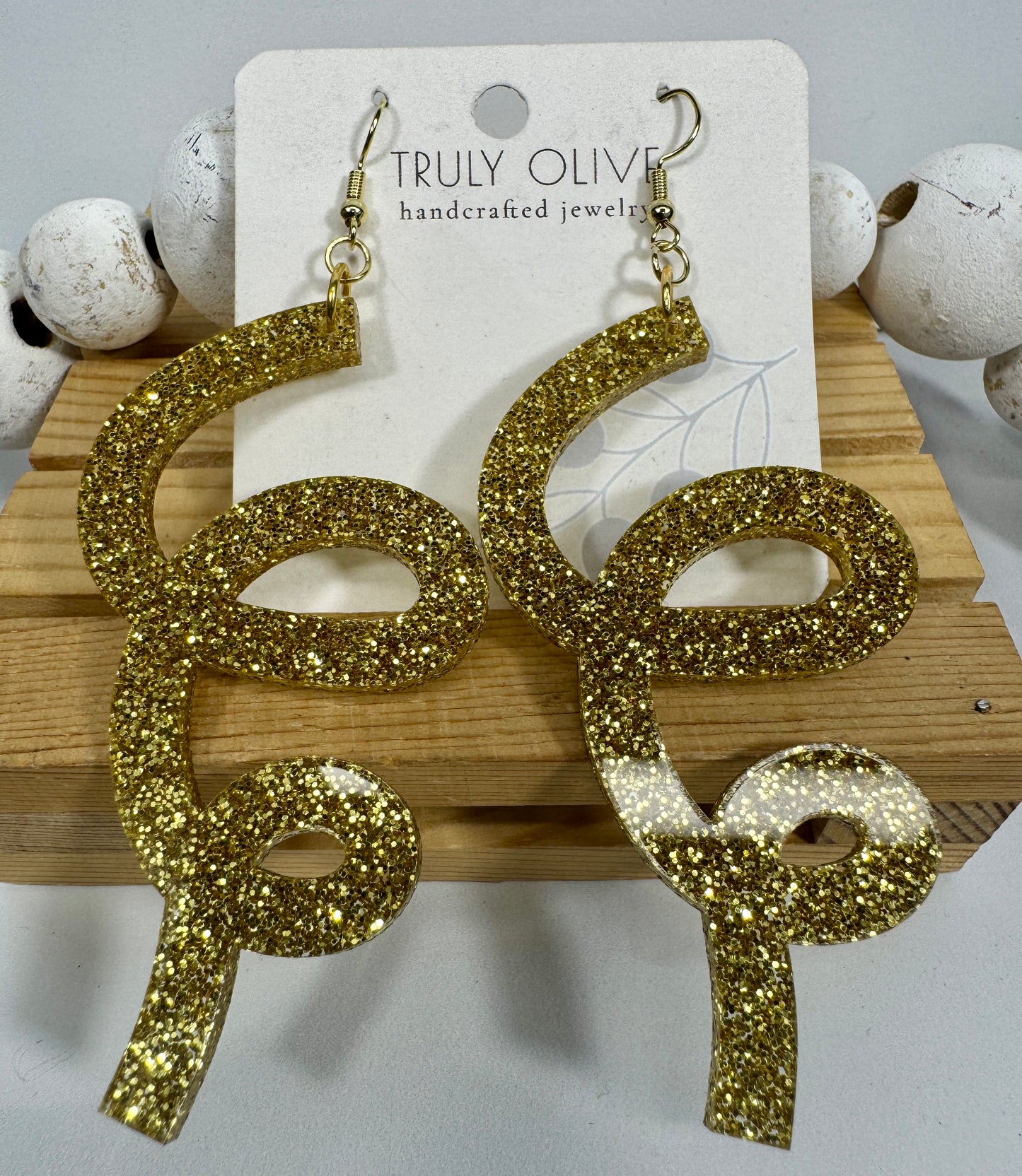 Gold Glitter Christmas Earrings – Festive Holiday Dangle Earrings 2025