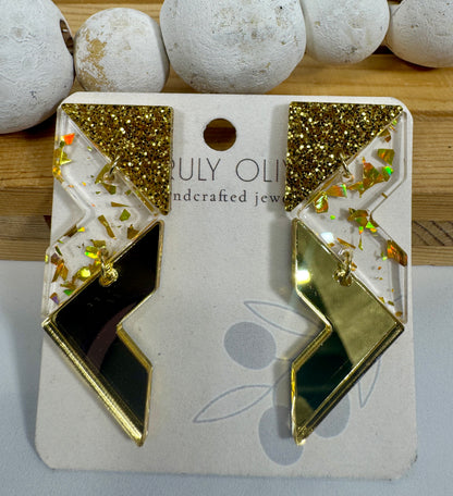 Crystal Gold Sparkly Holiday Earrings