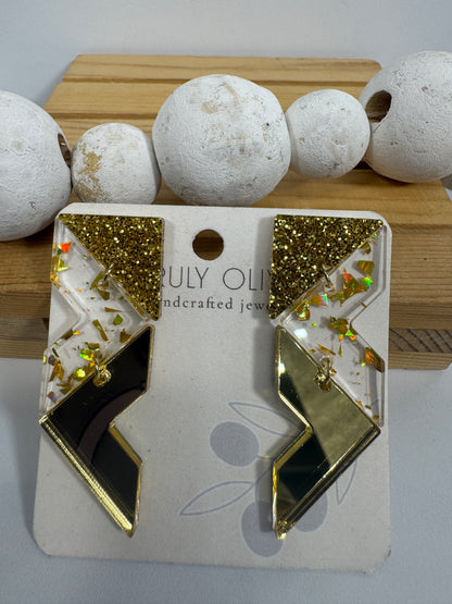 Crystal Gold Sparkly Holiday Earrings