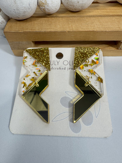 Crystal Gold Sparkly Holiday Earrings