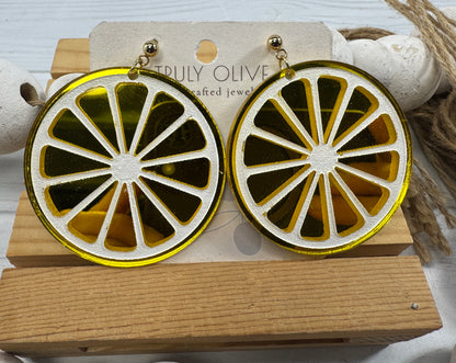 Citrus Slice Earrings - Bright and Shiny Citrus Earrings