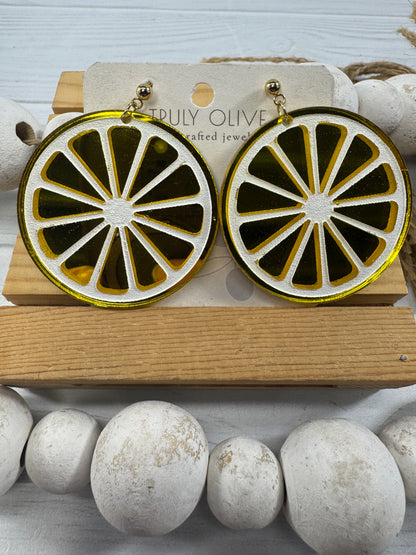 Citrus Slice Earrings - Bright and Shiny Citrus Earrings