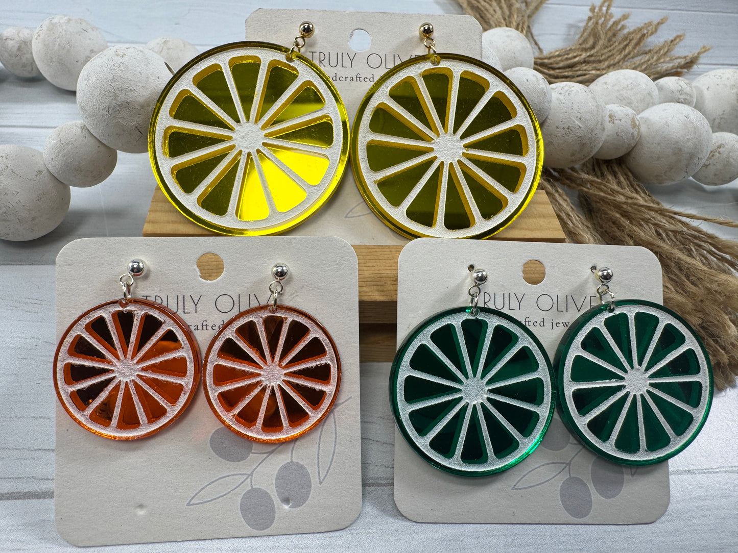 Citrus Slice Earrings - Bright and Shiny Citrus Earrings