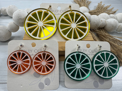 Citrus Slice Earrings - Bright and Shiny Citrus Earrings