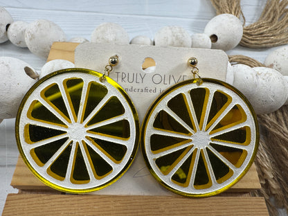 Citrus Slice Earrings - Bright and Shiny Citrus Earrings