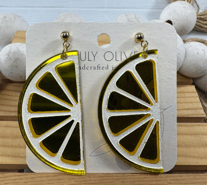 Half Slice Citrus Earrings - Lemon Lime and Orange
