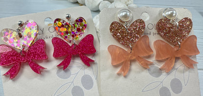 Heart Bows Dangle Earrings