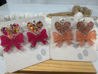 Heart Bows Dangle Earrings