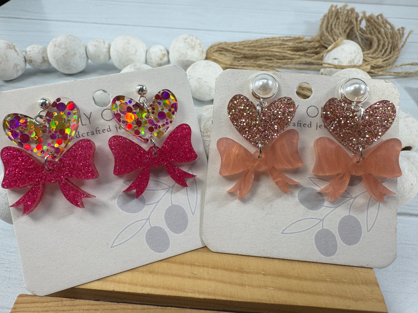 Heart Bows Dangle Earrings